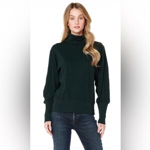 Bobi Los Angeles 100% Cotton Ribbed Trim Green Long Sleeve Turtle Neck Size XL